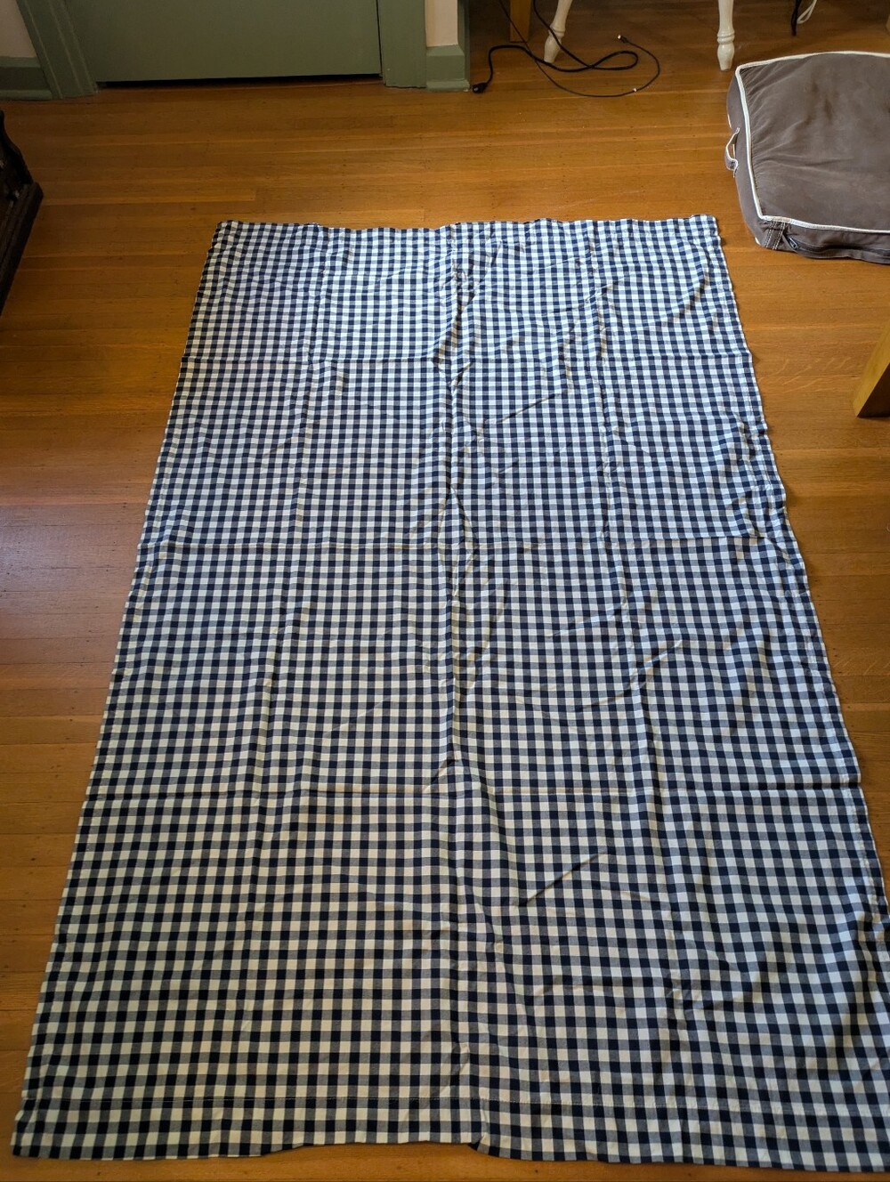 Navy & White Gingham Curtain Panels (3)